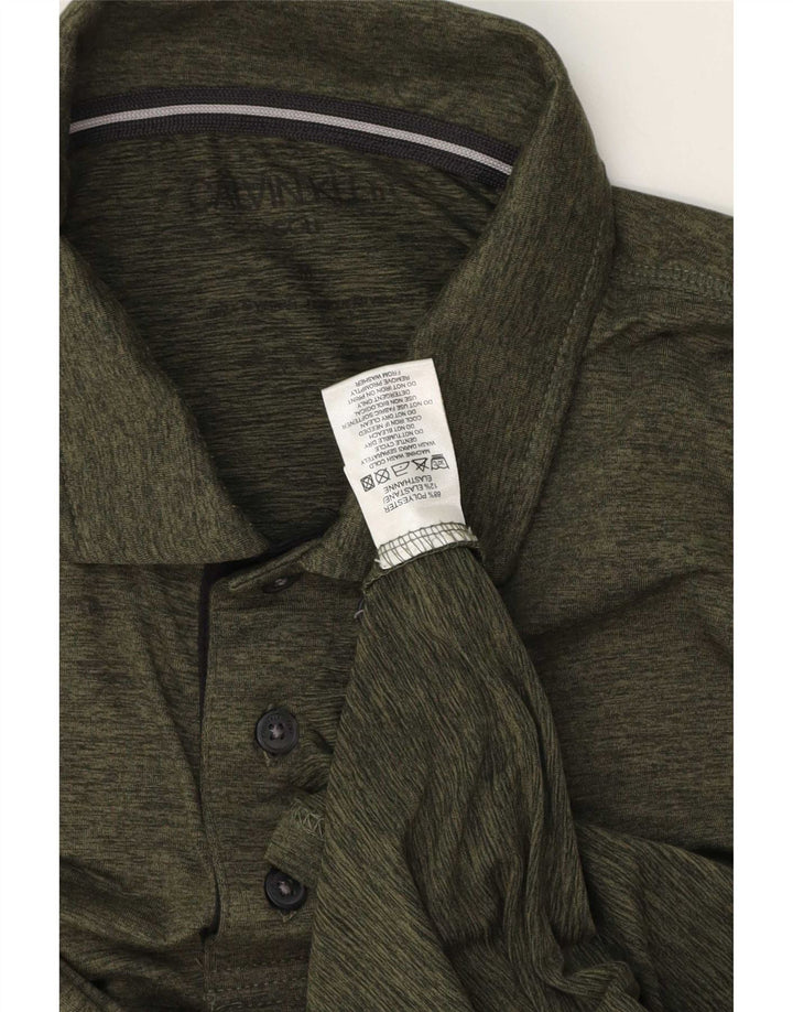 Męska koszulka polo Calvin Klein, średni, khaki, nakrapiany poliester