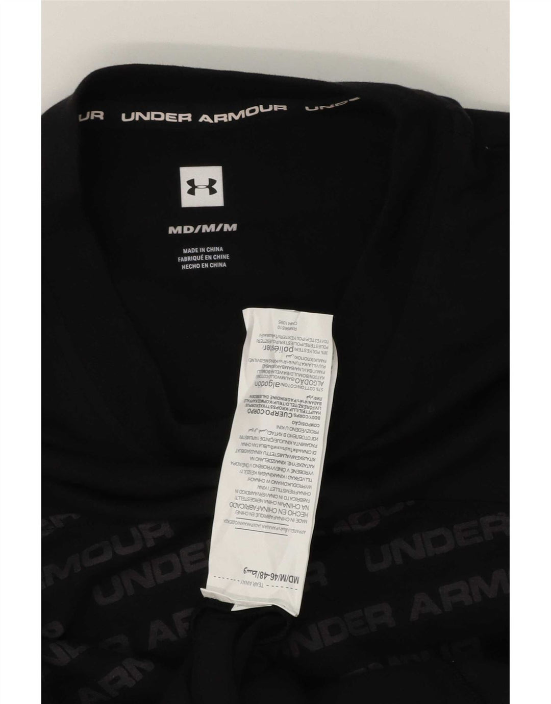 Męski graficzny top Under Armour z długim rękawem, średnio czarny, bawełniany