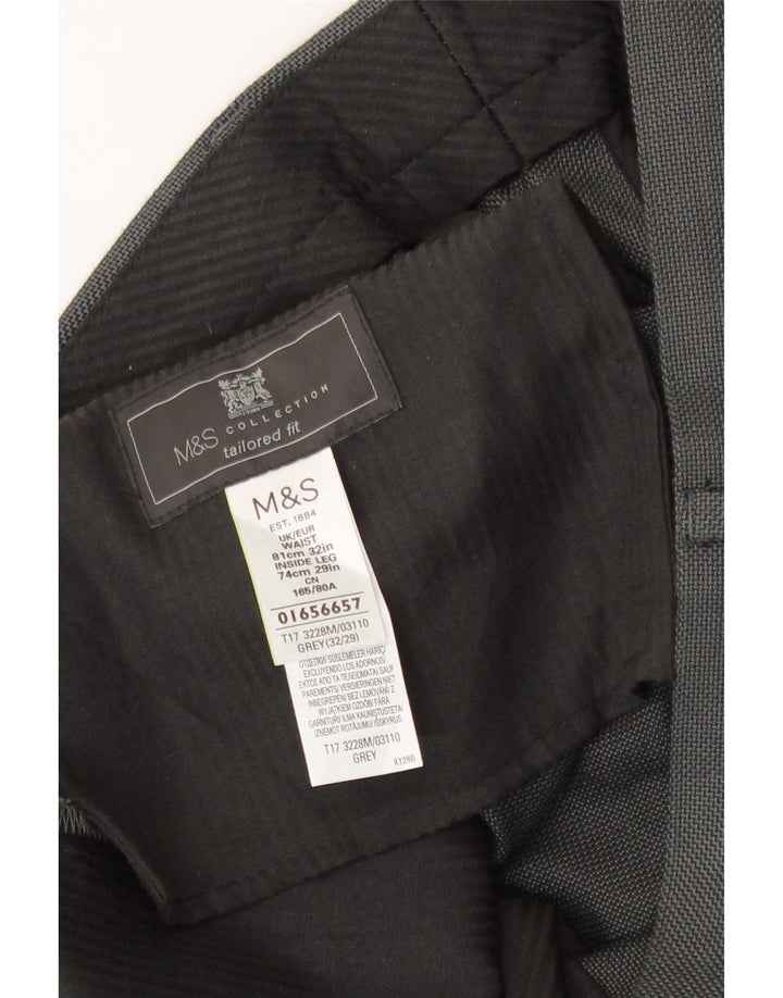 Męskie spodnie chino o dopasowanym kroju Marks & Spencer W32 L29 Szary poliester