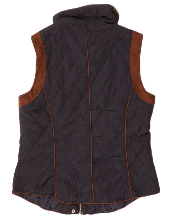 Damska pikowana kamizelka z kapturem Zara UK 14, duża, granatowa, z blokami kolorów