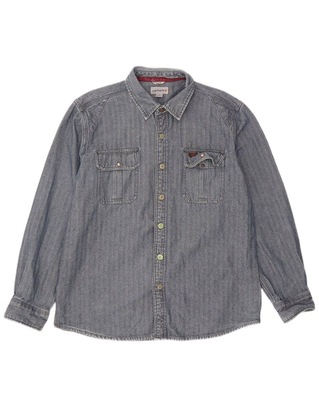 Koszula męska Carhartt Slim Fit, duża, niebieska, bawełniana w jodełkę