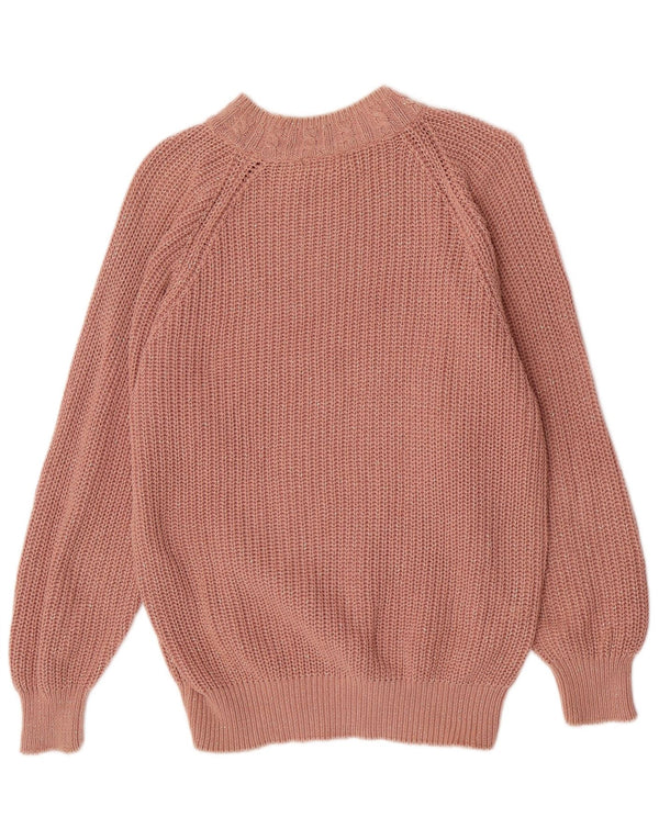 Yorn Womens Relaxed Fit Crew Neck Jumper Sweater UK 10 Small Pink Flecked
