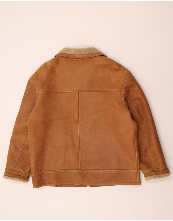 Męska kurtka Shearling David Moore EU 50, duża, brązowa kurtka Shearling