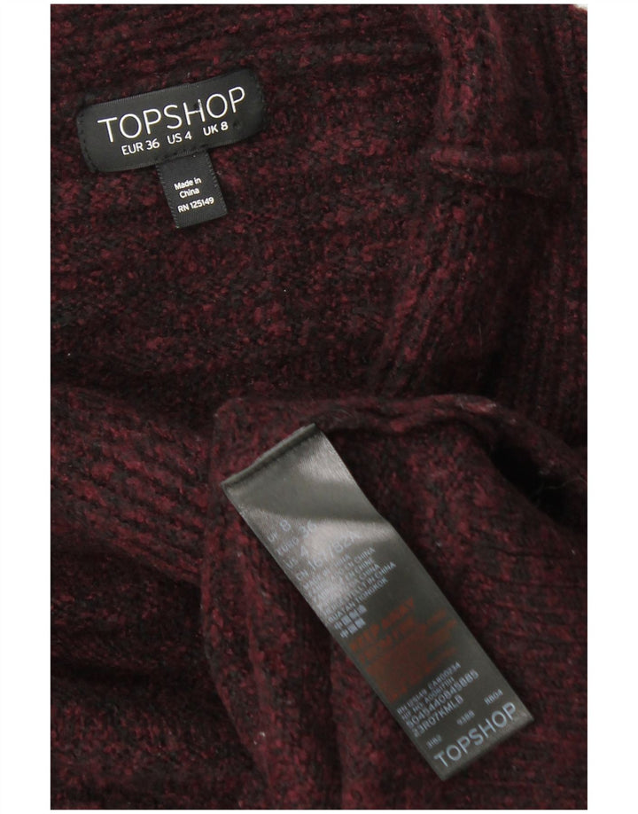 TOPSHOP Damski sweter z golfem UK 8, mały, bordowy nakrapiany