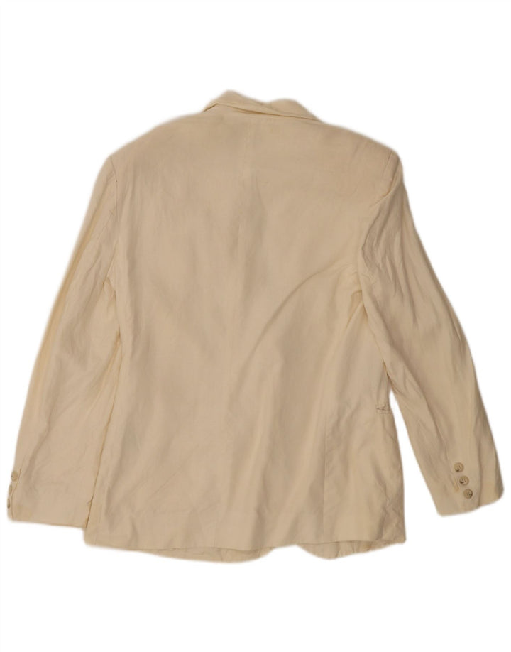 Damska marynarka Benetton zapinana na 2 guziki IT 44 Średnia złamana biel, lniana