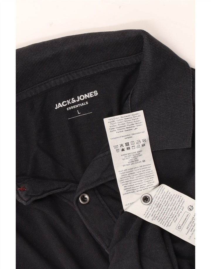 Męska koszulka polo Jack & Jones, duża, czarna, bawełniana
