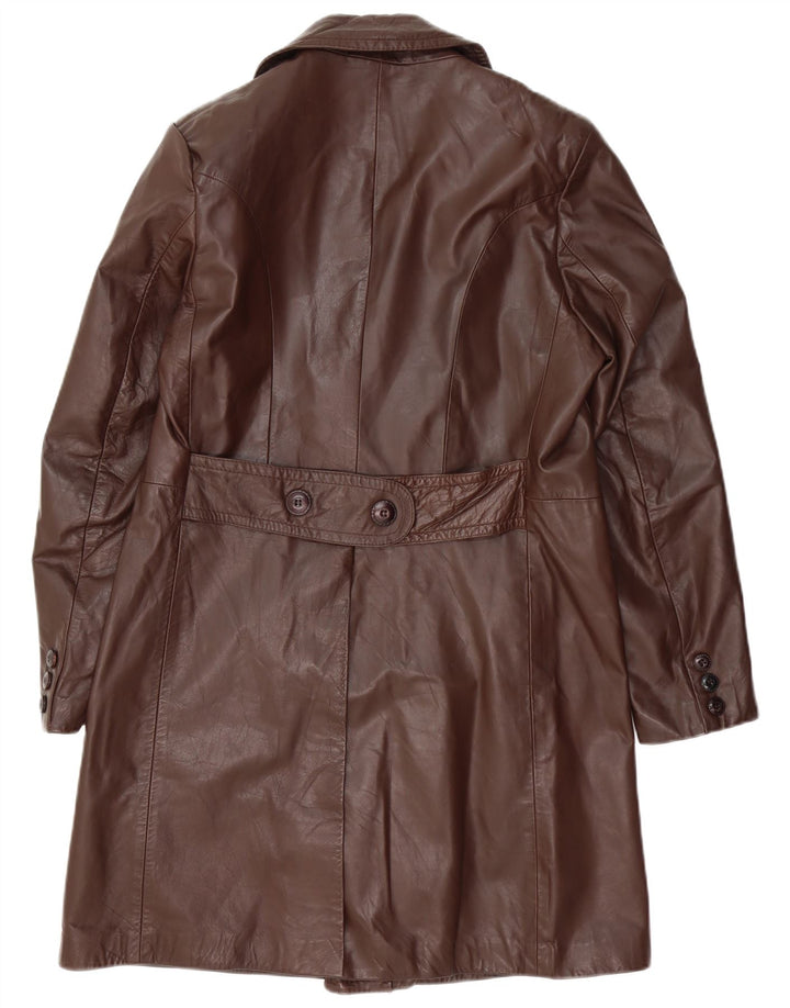 Vintage męski płaszcz skórzany z podwójnymi piersiami UK 36 Small Brown