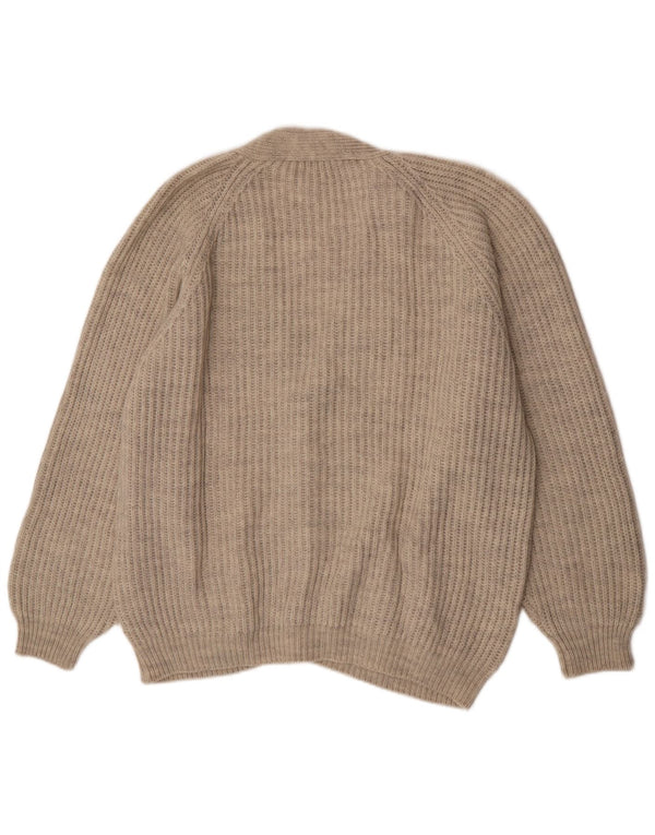 Vintage męski sweter rozpinany XL beżowa wełna