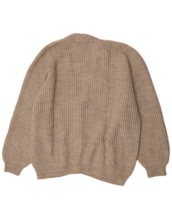 Vintage męski sweter rozpinany XL beżowa wełna