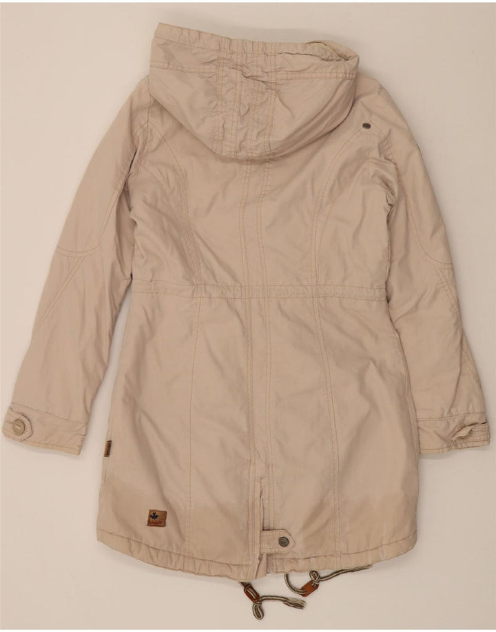 KHUJO Womens Hooded Parka Jacket UK 14 Medium Beige Cotton Vintage KHUJO and Second-Hand KHUJO from Messina Hembry 