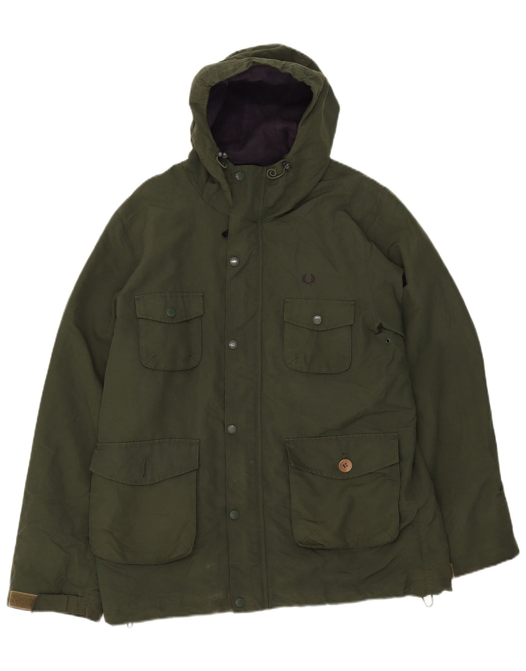 Męska kurtka wiatrówka z kapturem Fred Perry UK 38 Średni zielony nylon