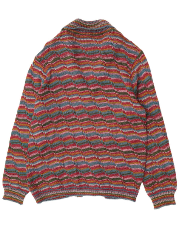 Sweter męski w stylu vintage, duży, wielobarwny, wełniany w paski