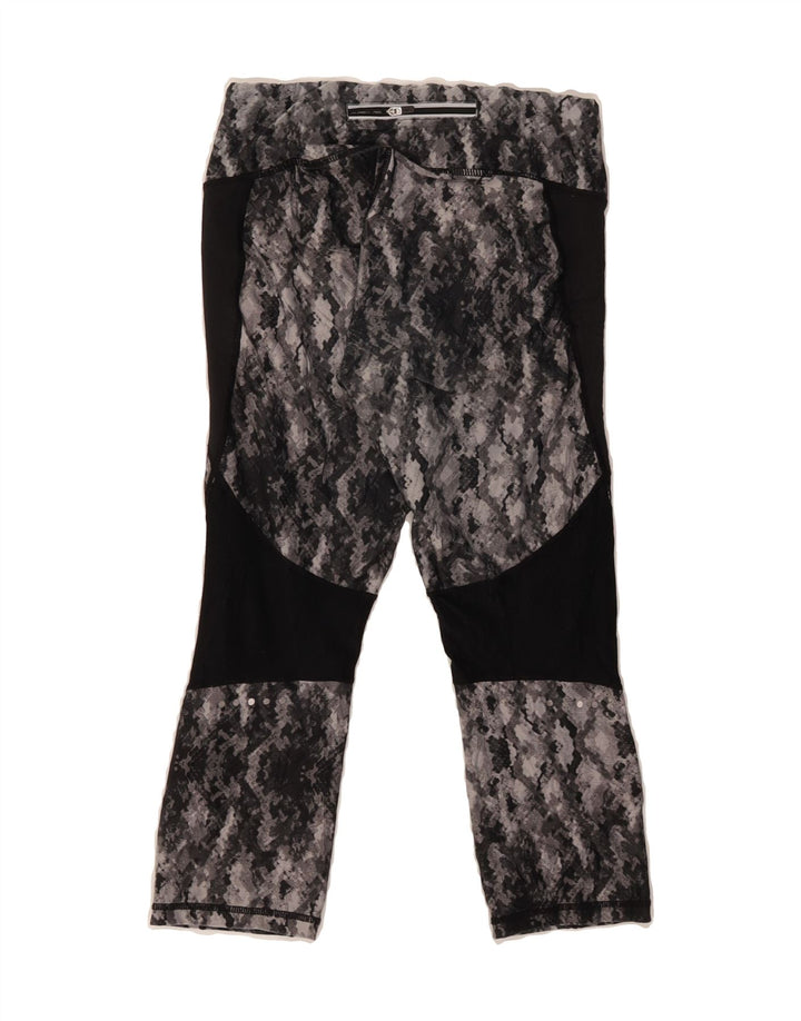 REEBOK Womens Abstract Pattern Leggings UK 10 Small  Black Colourblock Vintage Reebok and Second-Hand Reebok from Messina Hembry 