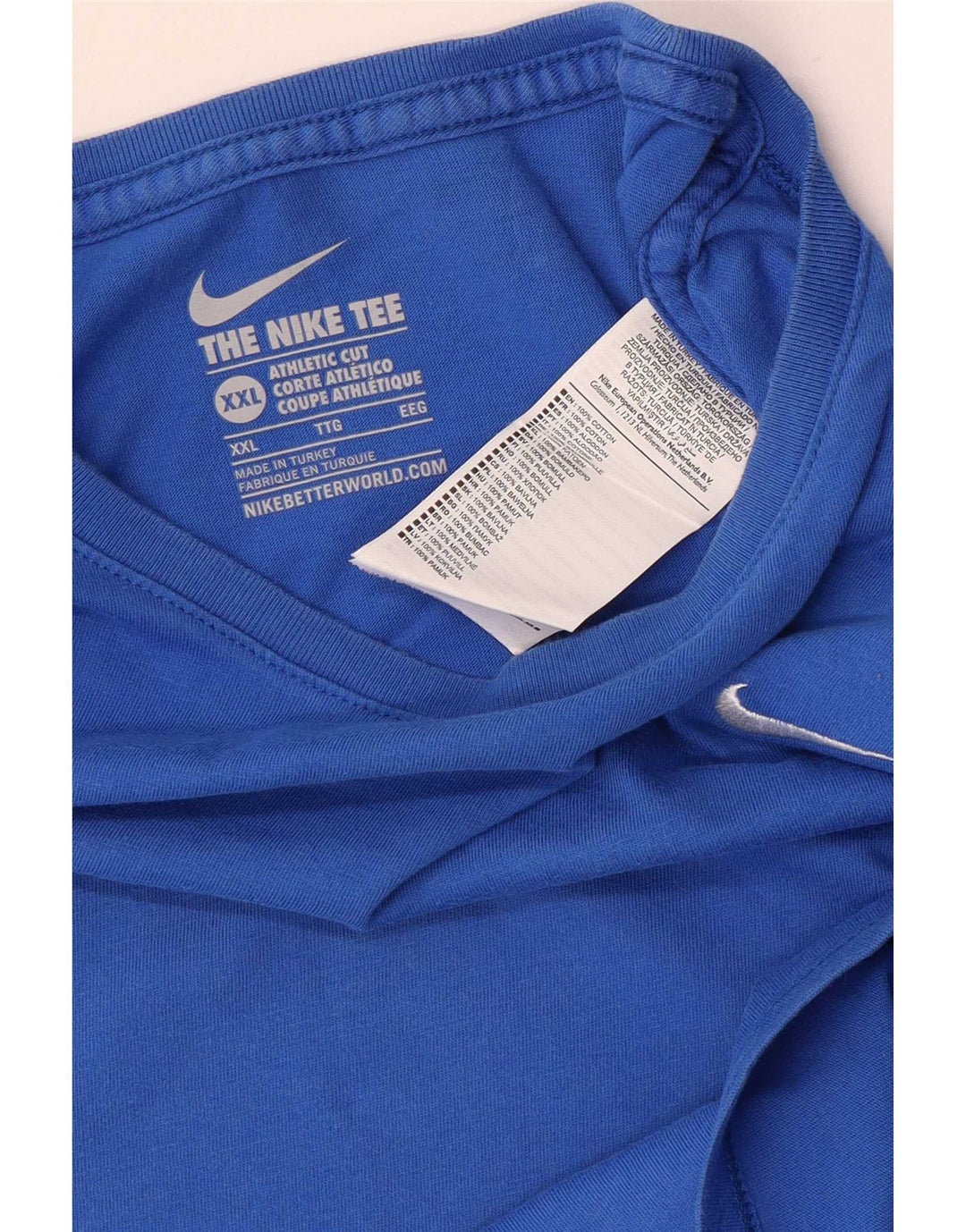 Męski T-shirt Nike o sportowym kroju, 2XL, niebieska, bawełniana