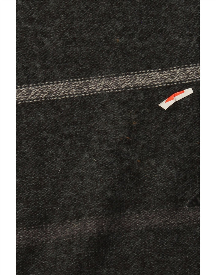 Vintage męski sweter z okrągłym dekoltem, średnio szary, geometryczny akryl