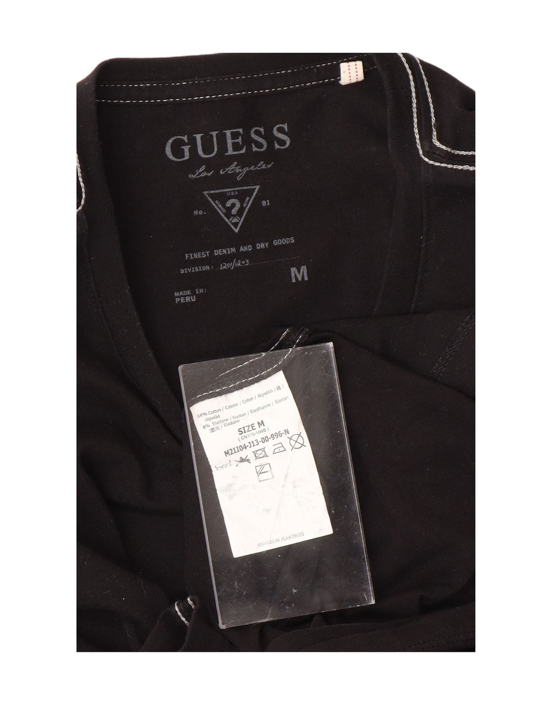 GUESS Womens Top Long Sleeve UK 12 Medium Black Cotton