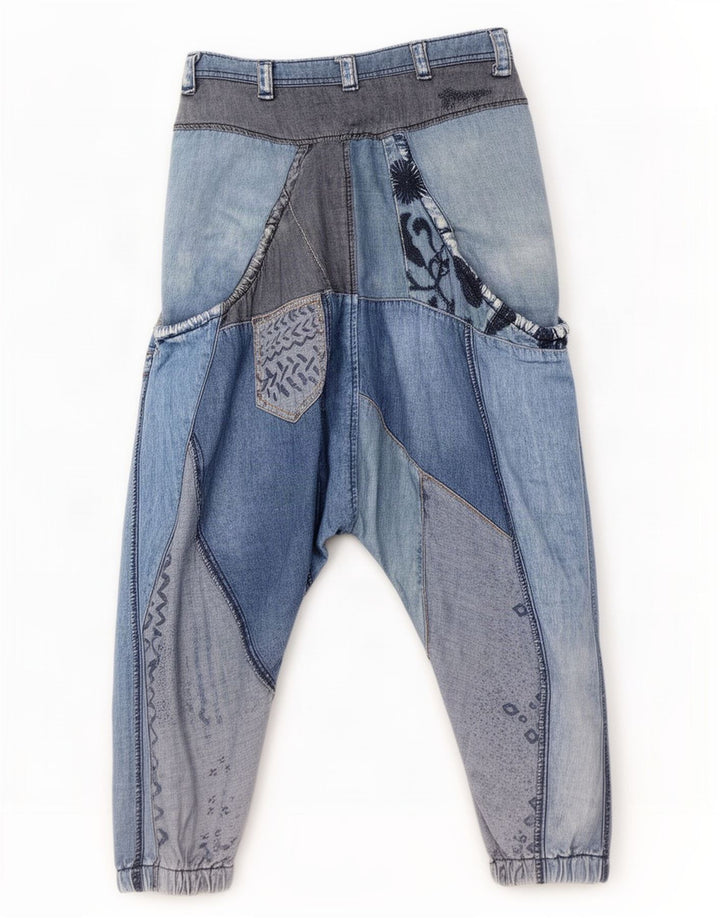 Damskie jeansy Harem z obniżonym krokiem Desigual W30 L13 Niebieskie, patchworkowe, bawełniane