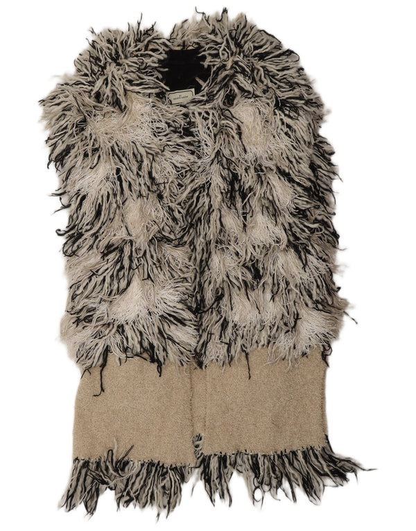 MALENE BIRGER Damski sweter rozpinany UK 10 Mały, w kolorze złamanej bieli, artystyczny