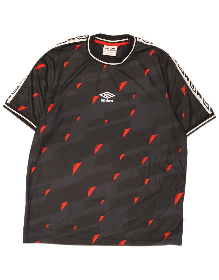 Męska koszulka z grafiką Umbro, duży czarny geometryczny poliester