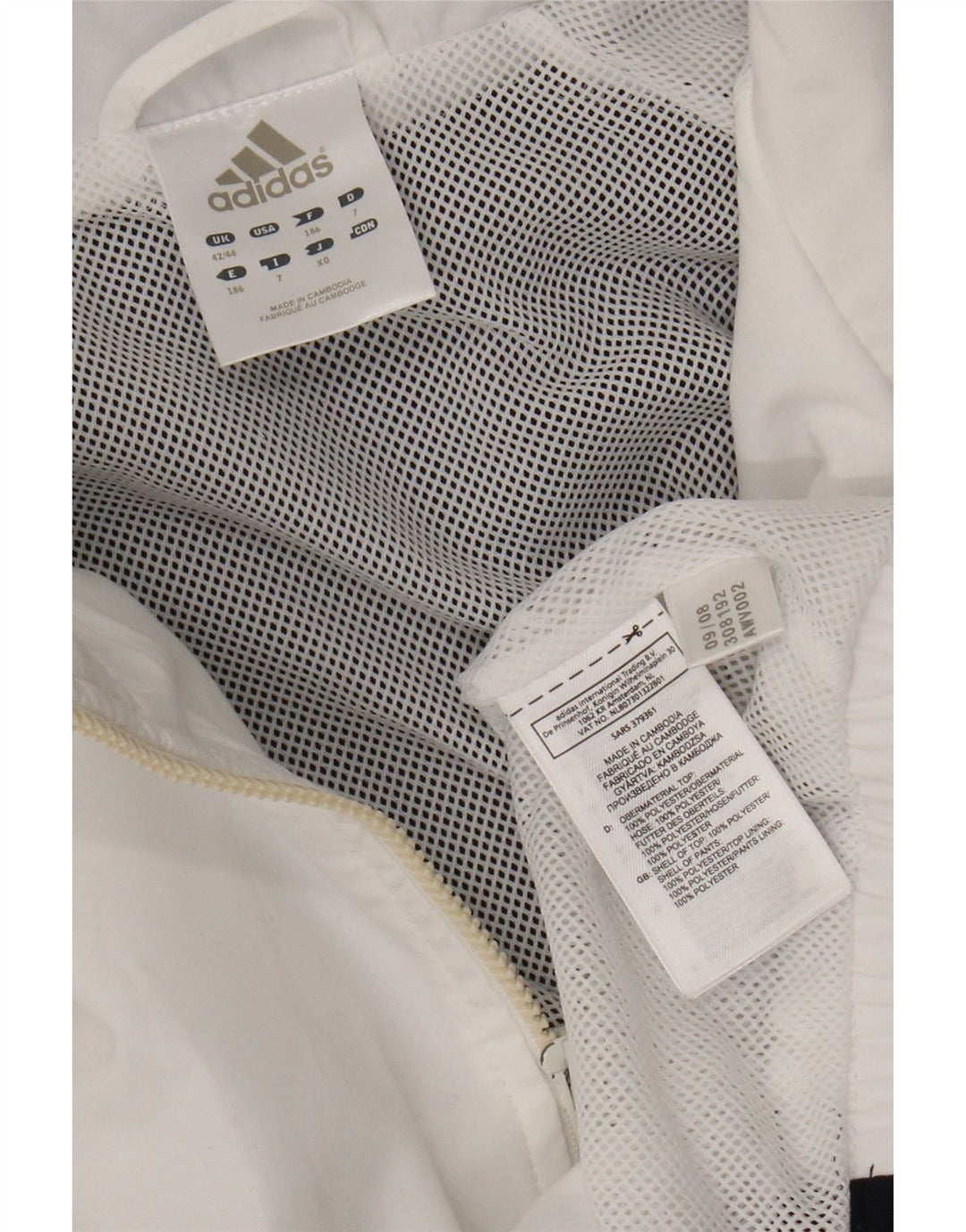 Adidas Męska bluza dresowa UK 42/44 Duży biały poliester z blokami kolorów