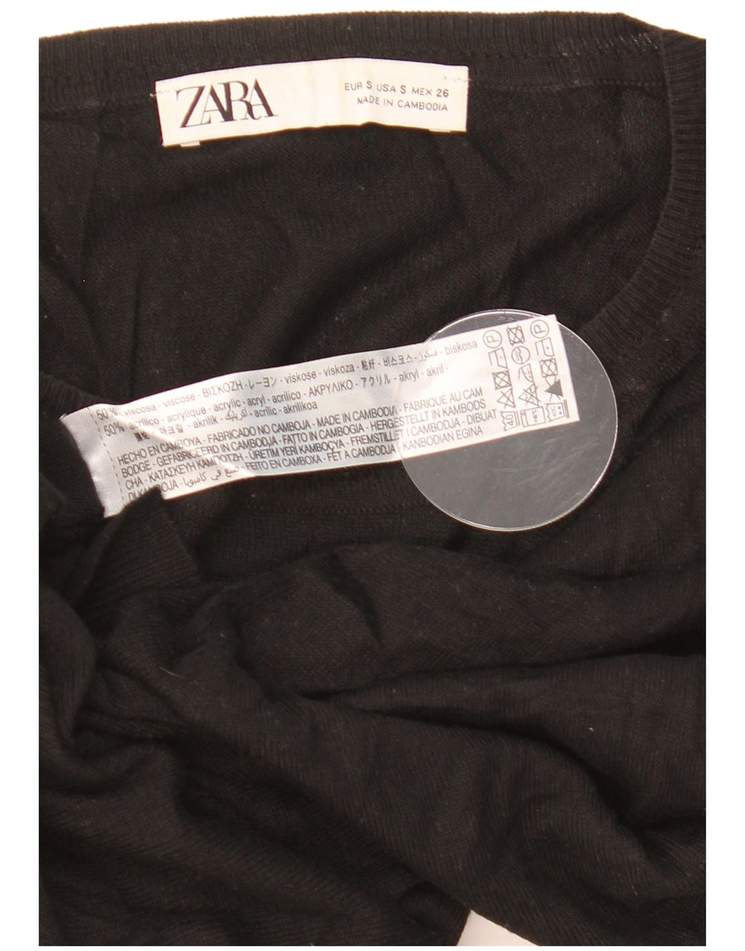 Damski sweter oversize z okrągłym dekoltem Zara UK 10 Small Black Wiskoza