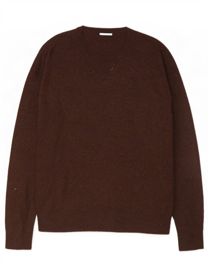 Męski sweter z okrągłym dekoltem Zara XL, brązowa wiskoza