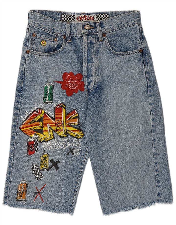 Damskie spodenki jeansowe Energie Graffiti Graphic Bermudy W28 Średni niebieski
