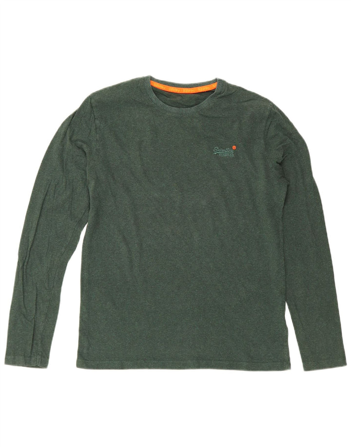Męski top Superdry z długim rękawem, mały, zielony, bawełniany