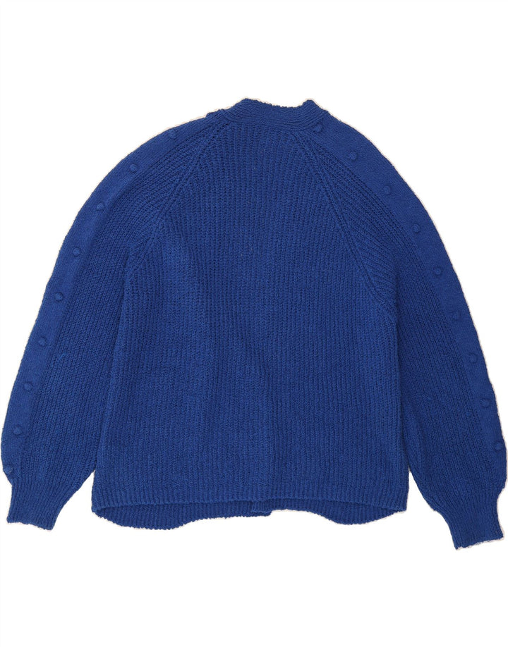 MARKS & SPENCER Womens Open Cardigan Sweater UK 14 Large Blue Polyester Vintage Marks & Spencer and Second-Hand Marks & Spencer from Messina Hembry 