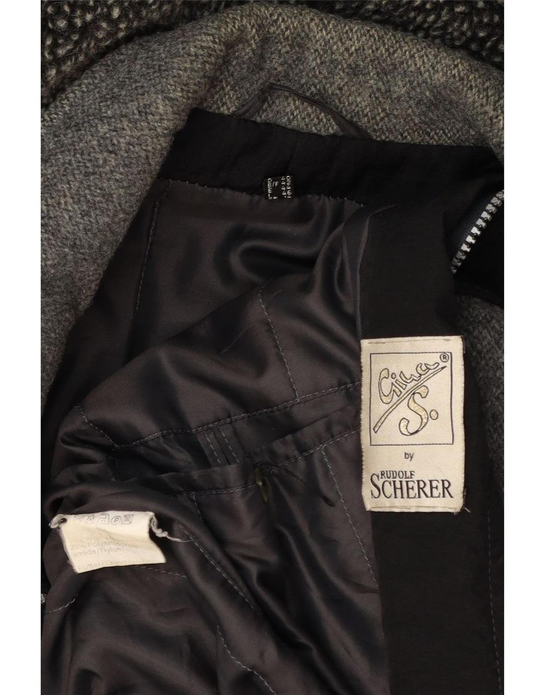 Vintage damska kurtka typu oversize z kapturem UK 14, duża, szara, z blokami kolorów