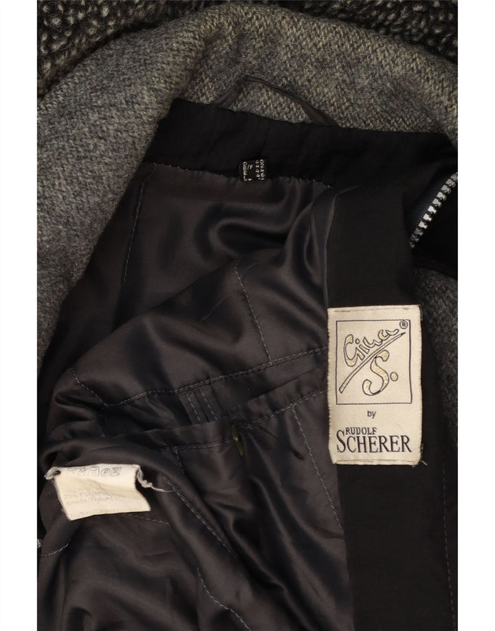 Vintage damska kurtka typu oversize z kapturem UK 14, duża, szara, z blokami kolorów