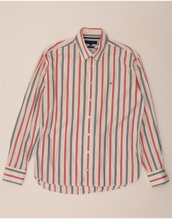 TOMMY HILFIGER Mens Shirt XL White Striped