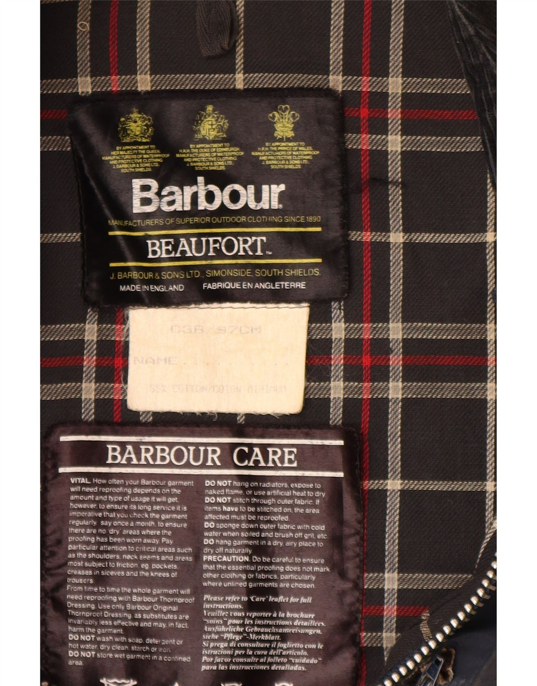 BARBOUR Męska kurtka z woskowanej bawełny Beaufort UK 38, mała, granatowa, bawełniana