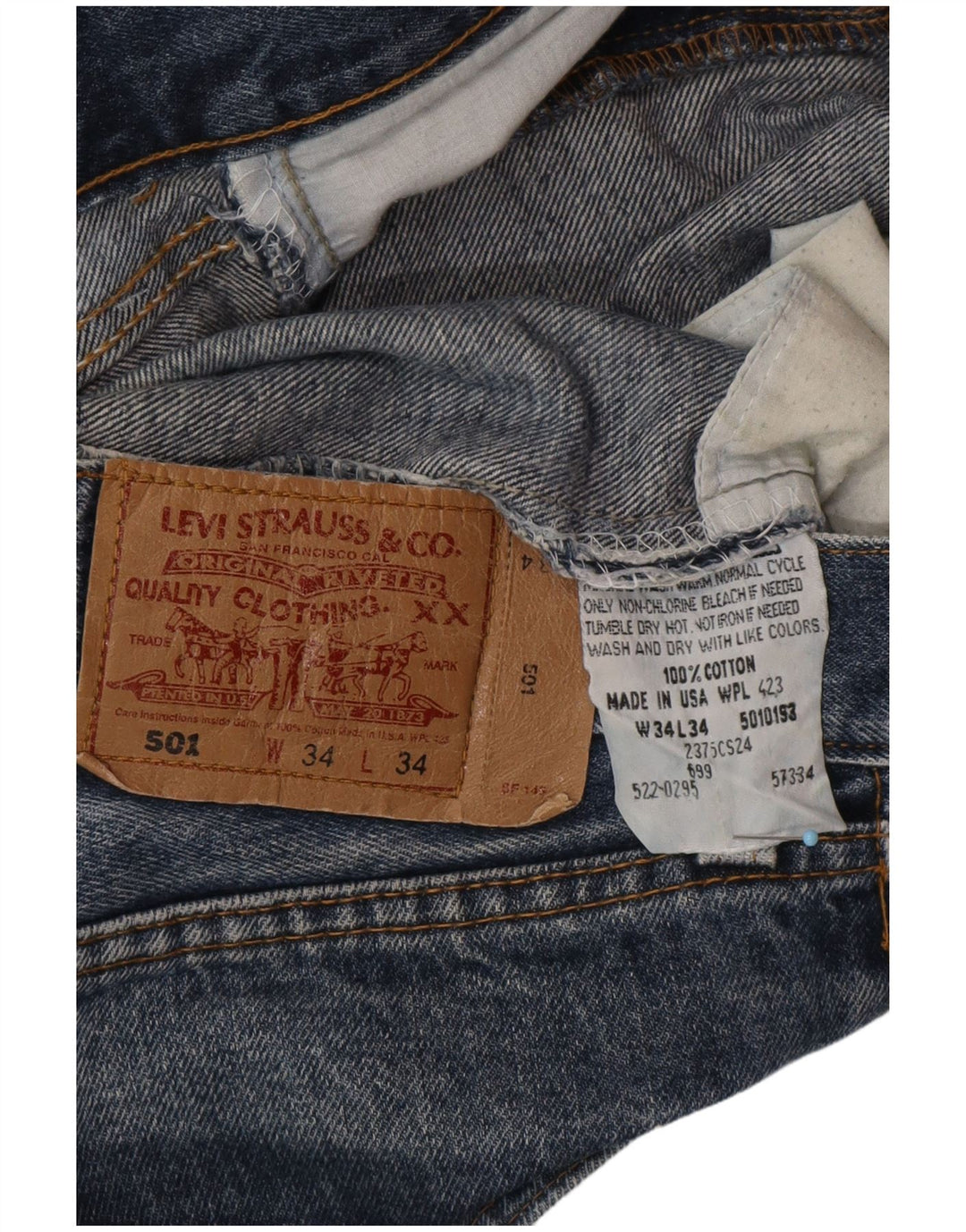 Męskie spodenki jeansowe LEVI'S 501 W34, duże, niebieskie, bawełniane