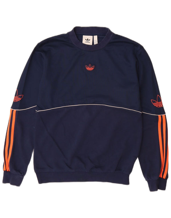 ADIDAS Mens Graphic Sweatshirt Jumper XS Navy Blue Cotton