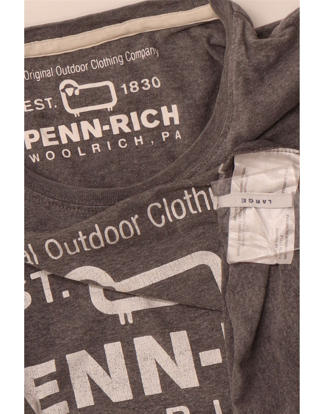 WOOLRICH Damska koszulka z grafiką Penn-Rich Top UK 14, duża, szara, nakrapiana