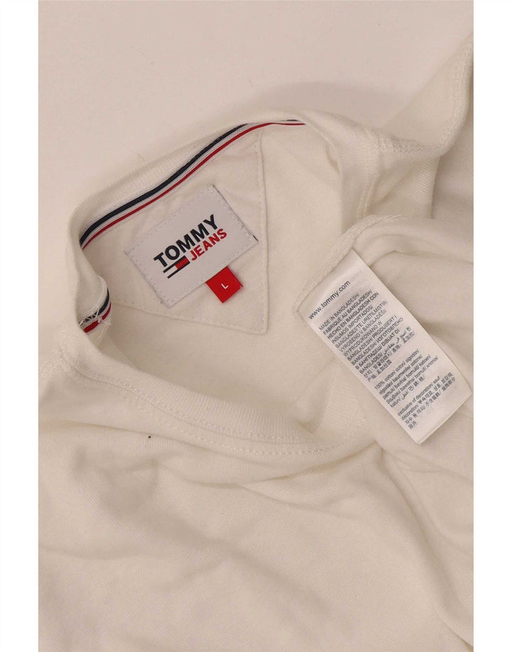 Męski top z długim rękawem Tommy Hilfiger, duży, biały, bawełniany