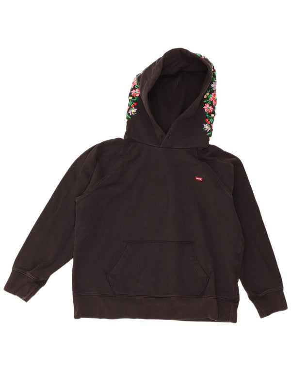 Damska bluza z kapturem Levi's UK 14 Średnia czarna bawełna w kwiaty