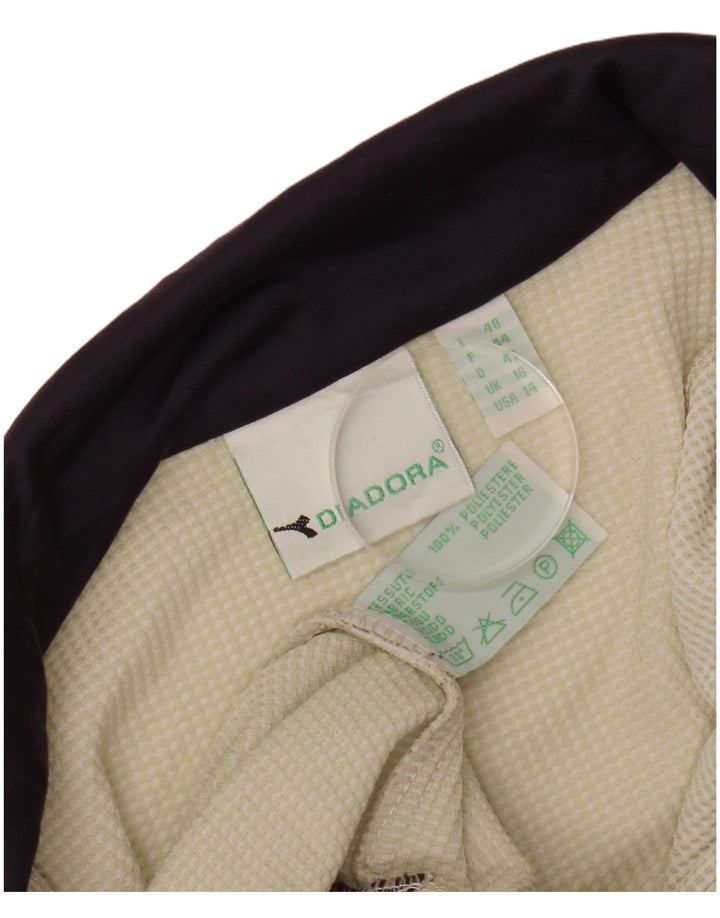 Damska kurtka dresowa DIADORA UK 16, duża, biała, z blokami kolorów