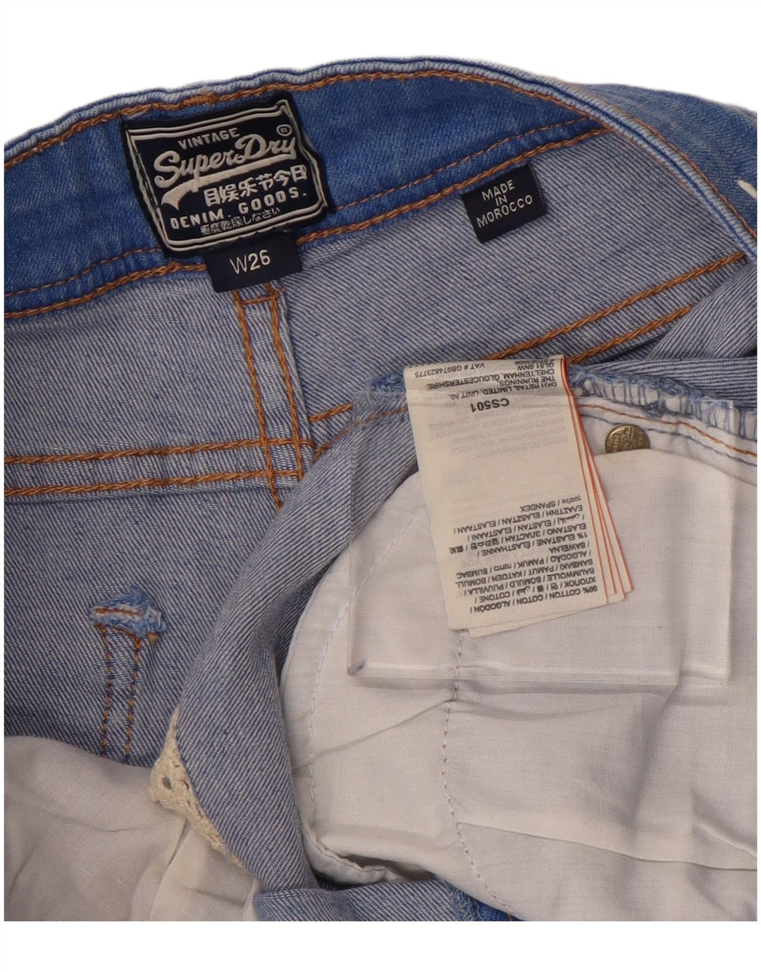 Damskie spodenki jeansowe SUPERDRY W26 Małe, niebieskie, bawełniane