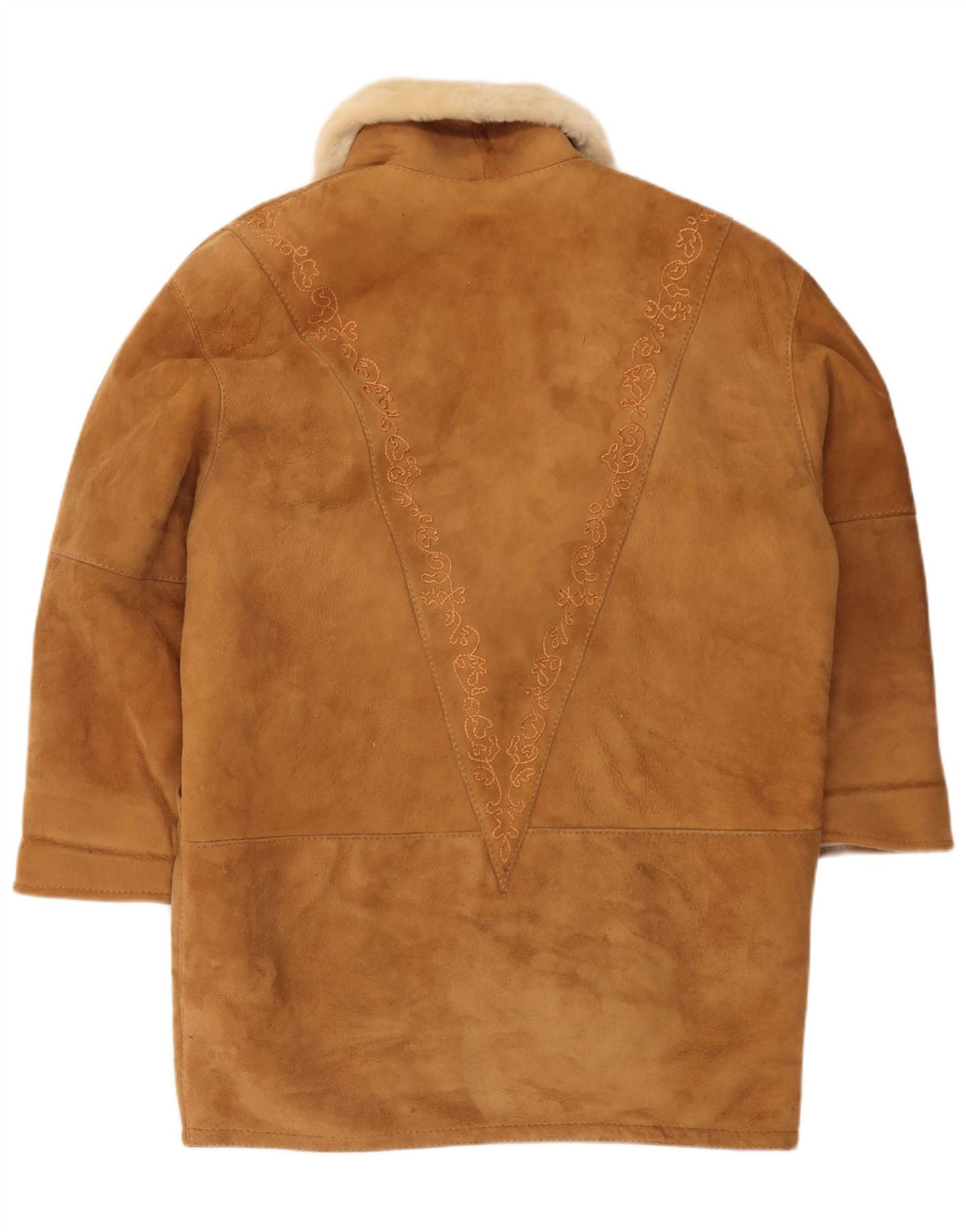 Vintage damski oversize'owy płaszcz z owczej skóry IT 44 Średni brązowy Shearling