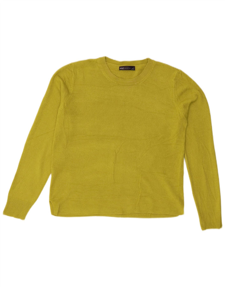Marks & Spencer Damski sweter z okrągłym dekoltem UK 12, średni zielony akryl