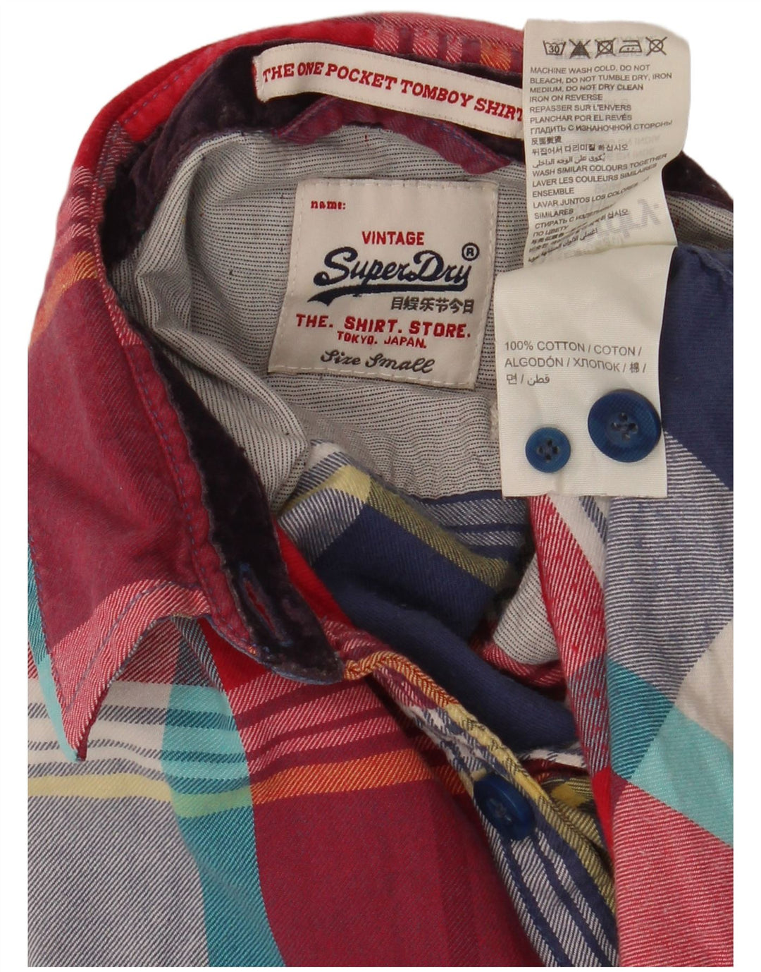 Damska koszula flanelowa Superdry UK 10, mała, wielokolorowa bawełniana krata
