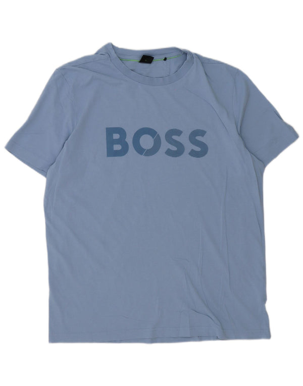 Męska koszulka z grafiką Hugo Boss, góra XL, niebieska bawełna