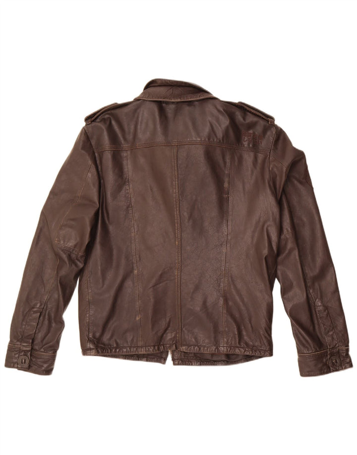 Męska skórzana kurtka wojskowa Superdry UK 42 XL, brązowa skóra