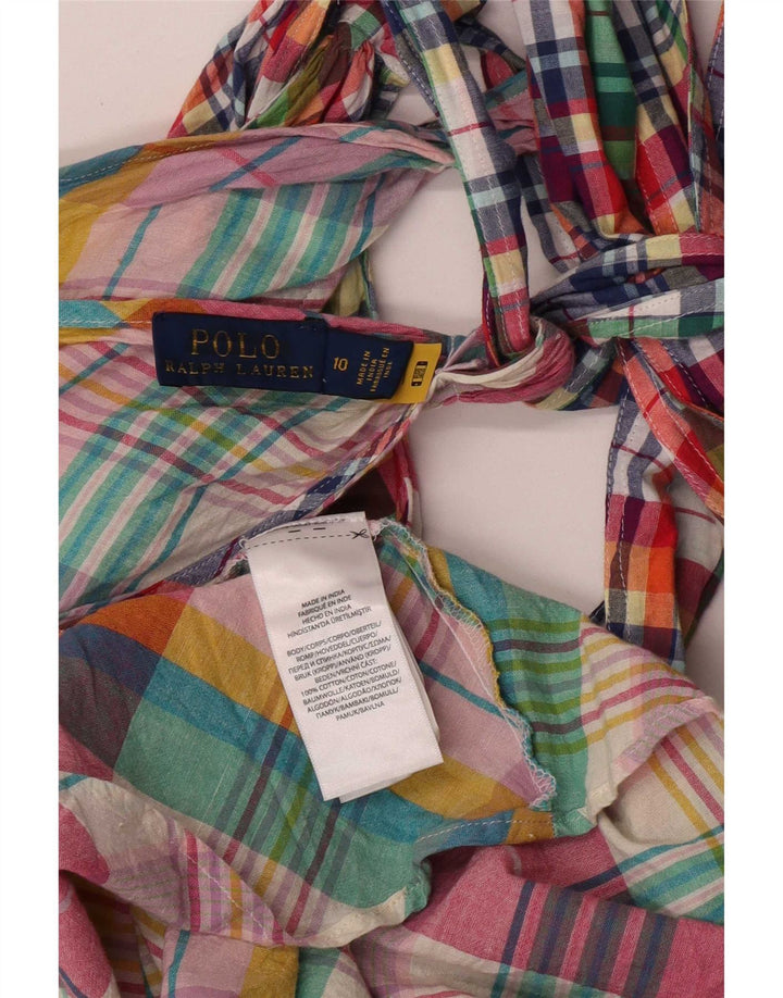 Damska sukienka wiązana na szyi Polo Ralph Lauren US 10, duża, wielobarwna patchworkowa