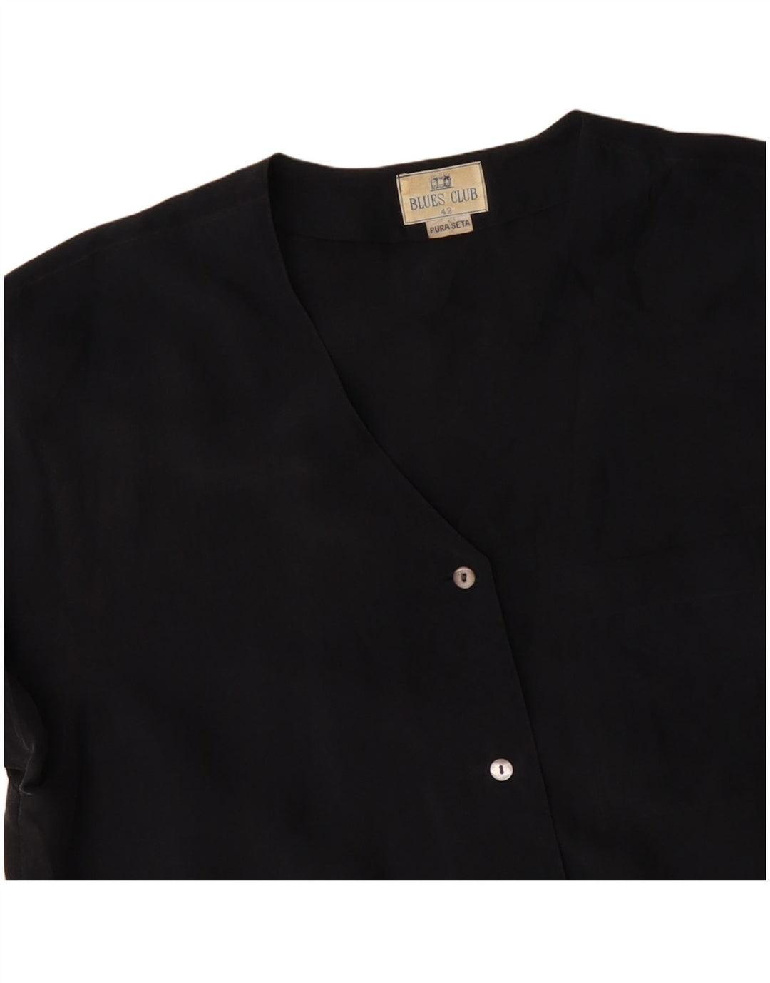 Damska bluzka koszulowa z krótkim rękawem BLUE CLUB IT 42 Średni czarny jedwab