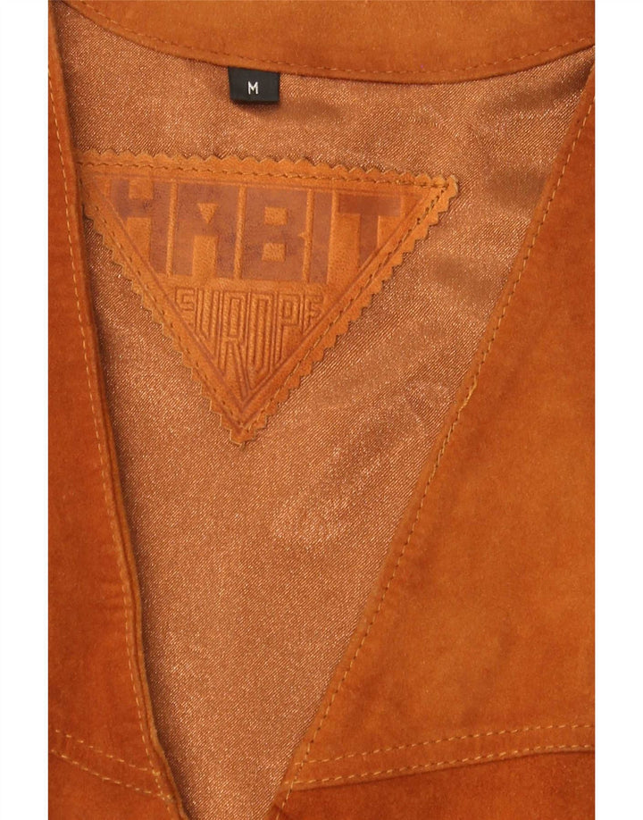Zamszowa kamizelka męska w stylu vintage, średnio brązowa