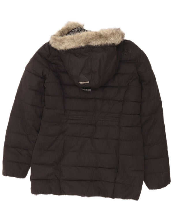 Damska wyściełana kurtka z kapturem Superdry UK 14, duża, czarna, poliester