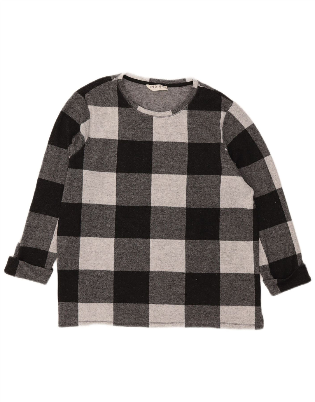 Marks & Spencer Damski top z rękawem 3/4, UK 18 XL, czarny, poliester w kratkę